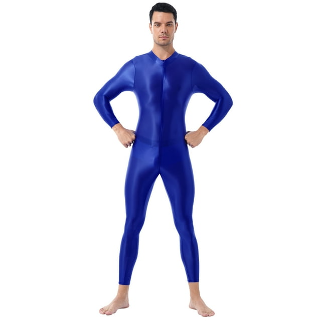 YONGHS Mens Full Body Leotard Long Sleeves Unitard Onepiece Zipper