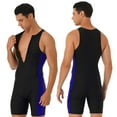 thumbnail image 1 of YONGHS Mens Gymnastic Racerback Unitard Workout Sports Athletic Bodysuit Swimsuit Swimwear Black&Blue XXL, 1 of 7
