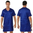 thumbnail image 1 of YONGHS Mens Silk Satin Nightshirt Sleepwear Short Sleeve Pajamas Nightgown for Sleeping Royal Blue XXL, 1 of 6