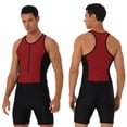 thumbnail image 1 of YONGHS Mens Sleeveless Jumpsuit Swimming Bathing Suit Bodysuit Wetsuit M-3XL A Red L, 1 of 6
