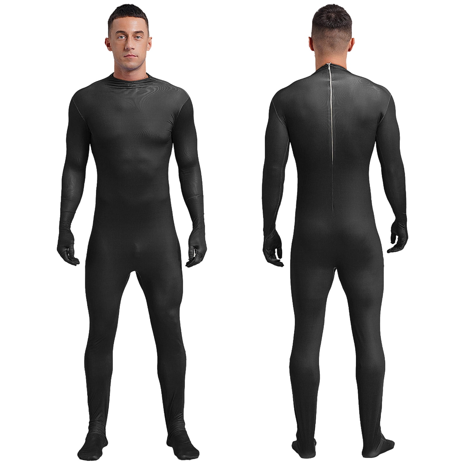 YONGHS Mens Spandex Open Face Zentai Suit Costume Back Zipper