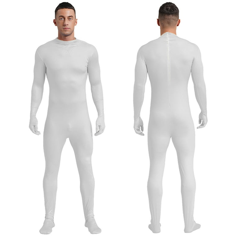 YONGHS Mens Spandex Open Face Zentai Suit Costume Back Zipper