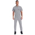 thumbnail image 1 of YONGHS Mens Zipper Coverall Jumpsuits One Piece Short Sleeve Warehouse Garages Workerwear Suit Light Blue 3XL, 1 of 7