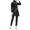 thumbnail image 1 of YONGHS Muslim Swimsuits for Women 3 Pieces Modest Islamic Burkini Bathing Suit Rash Guard Set Black&Green 3XL, 1 of 7
