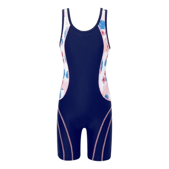 YONGHS One Piece Swimsuit for Teens Girls Sleeveless Rash Guard Swimwear Beach Sportswear Swimsuit Black 5-6