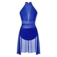 thumbnail image 1 of YONGHS Shiny Rhinesstone Lyrical Dance Dress for Women Halter Neck Mesh Ballet Dance Leotard Blue S, 1 of 7