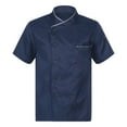 thumbnail image 1 of YONGHS Unisex Classical Chef Coat Lightweight Short Sleeve Chef Jacket Cooking Uniform Shirt Blue Short Sleeve 4XL, 1 of 8