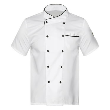 YONGHS Unisex Classical Chef Coat Lightweight Short Sleeve Chef Jacket Cooking Uniform Shirt White Short Sleeve M