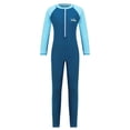 thumbnail image 1 of YONGHS Unisex Kids One-piece Sun Protection Swimwear Long Sleeve Full Cover Surfing Swimsuit Sky Blue 3-4, 1 of 7