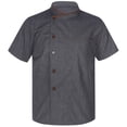 thumbnail image 1 of YONGHS Unisex Men Women Chef Coat Short Sleeve Button Tops Jacket Cook Shirt Kitchen Hotel Uniform Dark Gray 3XL, 1 of 5