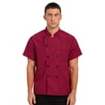 thumbnail image 1 of YONGHS Unisex Men Women Short Sleeves Hotel Kitchen Chef Jacket Restaurant Uniform Workwear Red XL, 1 of 7