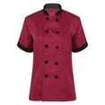 thumbnail image 1 of YONGHS Unisex Men Women Short Sleeves Hotel Kitchen Chef Jacket Restaurant Uniform Workwear Wine Red-A M, 1 of 7