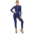 thumbnail image 1 of YONGHS Women Gymnastics Leotard Unitard Shiny Rhinestone Full Length Figure Ice Skating Jumpsuit Navy Blue XXL, 1 of 7