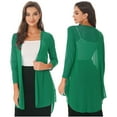 thumbnail image 1 of YONGHS Women Half Sleeve Chiffon Long Cardigan Bolero Open Front Casual Shrug Jackets Green 5XL, 1 of 5