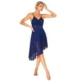 thumbnail image 1 of YONGHS Women Lyrical Dance Dress Modern Contemporary Dance Costume Sequins Mesh High Low Skirt Navy_Blue M, 1 of 7