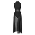 thumbnail image 1 of YONGHS Women Modern Lyrical Dance Split Sheer Dress Ballet Gym Leotard Stage Performance Costume Black XXL, 1 of 7