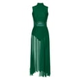 thumbnail image 1 of YONGHS Women Modern Lyrical Dance Split Sheer Dress Ballet Gym Leotard Stage Performance Costume Green L, 1 of 7
