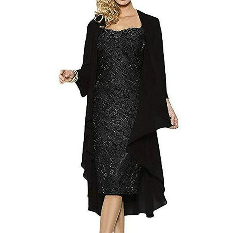 Black dress with jacket for wedding hot sale