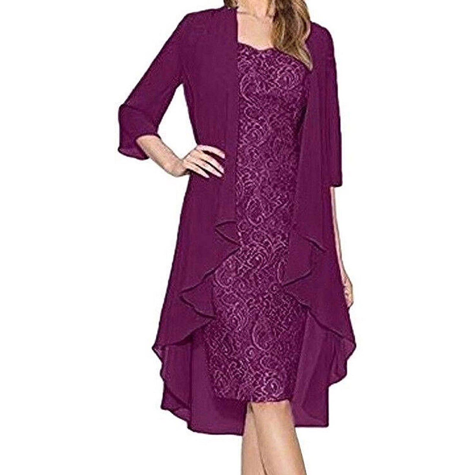 purple mother of the bride dress with jacket Dresses for Wedding Plus Size Mother of Groom Long Formal Evening Party Dresses, Purple, 24 Clothing, Shoes & Accessories Finished with intricate lace Mother of the Bride Long