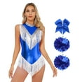 thumbnail image 1 of YONGHS Women Shiny Latin Dance Leotard Bodysuit Sleeveless Fringe Jazz Salsa Tango Dance Costume Blue XL, 1 of 7