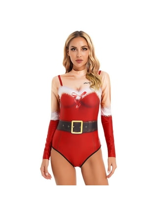 iiniim Women's Sexy Christmas Santa Claus Bikini Set Halter Bra Top Briefs  Lingerie Suit Swimwear Beachwear