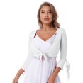 thumbnail image 1 of YONGHS Women's 3/4 Flare Sleeve Crop Top Crisscross Back Belly Dance Cardigan Blouse Wrap Top White One Size, 1 of 7