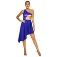 thumbnail image 1 of YONGHS Women's Asymmetrical Liturgical Praise Dancewear Tunic One Shoulder Lace Patchwork Dresses Blue M, 1 of 7