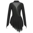 thumbnail image 1 of YONGHS Women's Figure Ice Skating Dress Long Sleeve Irregular Hem Gymnastics Dance Costume Black XXL, 1 of 6