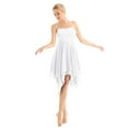 thumbnail image 1 of YONGHS Women's Girls Lyrical Camisole Ballet Dance Dress Asymmetric Chiffon High Low Skirts White M, 1 of 7