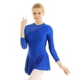 thumbnail image 1 of YONGHS Women's Long Sleeve Mesh Patchwork Skating Dress Dance Athletic Leotard Gymnastics Costume Royal Blue Small, 1 of 7