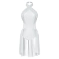 thumbnail image 1 of YONGHS Women's Lyrical Contemporary Dance Costume Figure Ice Skating Halter Leotard Dress White M, 1 of 7