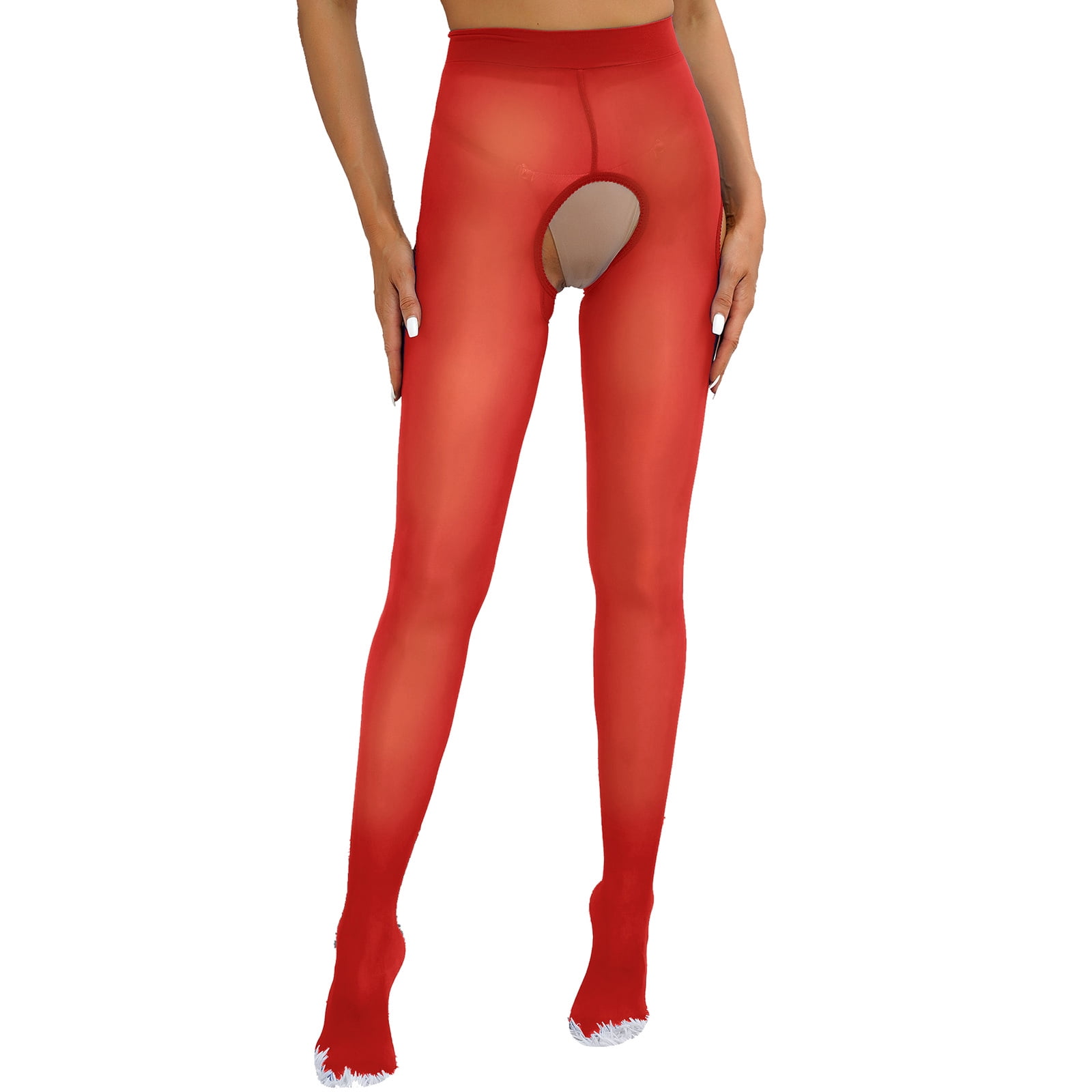 YONGHS Women's Oil Silk Sheer Pantyhose Hollow Out Suspender Legging