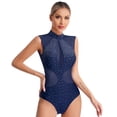 thumbnail image 1 of YONGHS Women's Rhinestones Figure Skating Gymnastic Ballet Dance Leotard Tops Dancewear Navy Blue M, 1 of 7