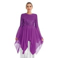 thumbnail image 1 of YONGHS Women's Shiny Sequins Overlays Worship Praise Dance Dress Dancewear Purple S, 1 of 7