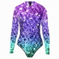 thumbnail image 1 of YONGHS Womens Back Zipper Rashguard Swimsuit Long Sleeve Hawaii Diving Swimwear Party Beachwear Purple XL, 1 of 3