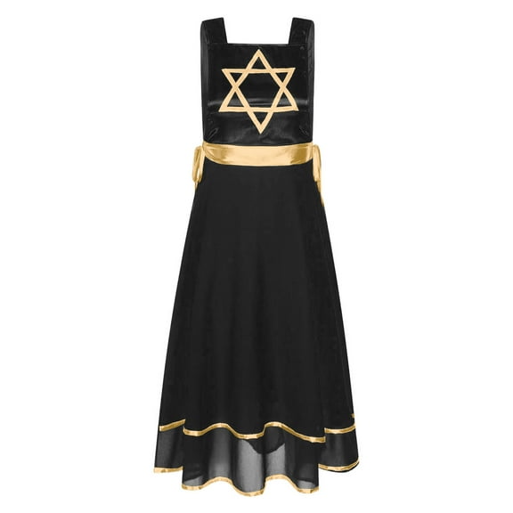 YONGHS Womens Liturgical Praise Dance Dress Color Block Overlays Tunics Lyrical Worship Costume Black S