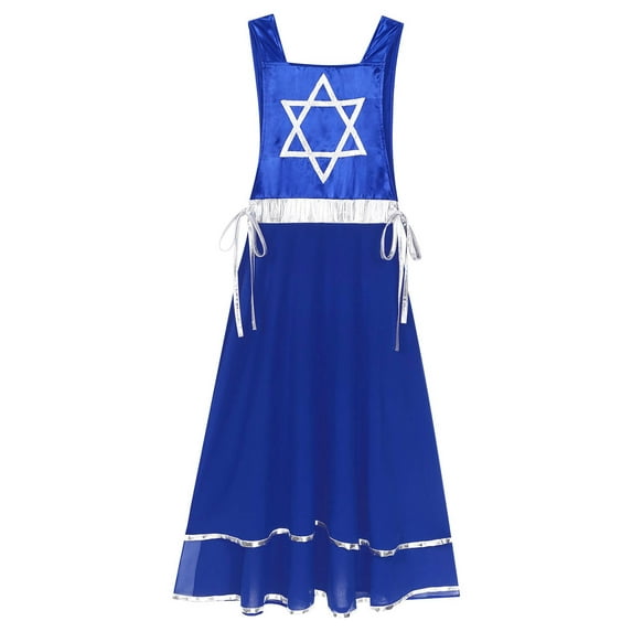 YONGHS Womens Liturgical Praise Dance Dress Color Block Overlays Tunics Lyrical Worship Costume Blue XXL