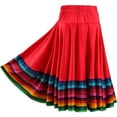 thumbnail image 1 of YONGHS Womens Long Full Circle Folklorico Dance Skirts Spanish Bull Mexican Flamenco Performance Costume Red 55cm XL, 1 of 3