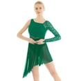 thumbnail image 1 of YONGHS Womens Lyrical Modern Contemporary Dance Dress Asymmetric Ballet Skirted Leotard Dark Green S, 1 of 7