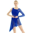thumbnail image 1 of YONGHS Womens Lyrical Modern Contemporary Dance Dress Asymmetric Ballet Skirted Leotard Royal Blue XL, 1 of 7