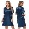 thumbnail image 1 of YONGHS Womens Night Shirts Nightgowns Short Sleeve Sleeping Shirts Sleepwear Navy_Blue L, 1 of 7