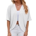 thumbnail image 1 of YONGHS Womens Open Front Cropped Cardigans Dropped Shrugs Top Bolero Coverup Cape for Evening Dress White L, 1 of 6