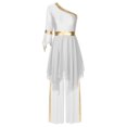 thumbnail image 1 of YONGHS Womens Praise Dance Outfits for Worship Liturgical One Shoulder Dance Dress with Wide-Leg Pants White XL, 1 of 5