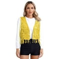 thumbnail image 1 of YONGHS Womens Sequin Fringe Vest Sparkle Open Front Waistcoat Party Prom Glitter Tassel Vest Gold L, 1 of 7