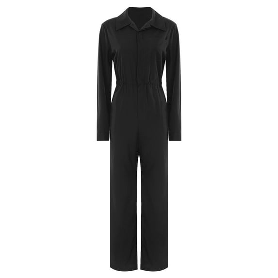 YONGHS Work Coveralls for Women Long Sleeve Loose Fit Jumpsuit Rompers Mechanic Work Jumpsuit Black M