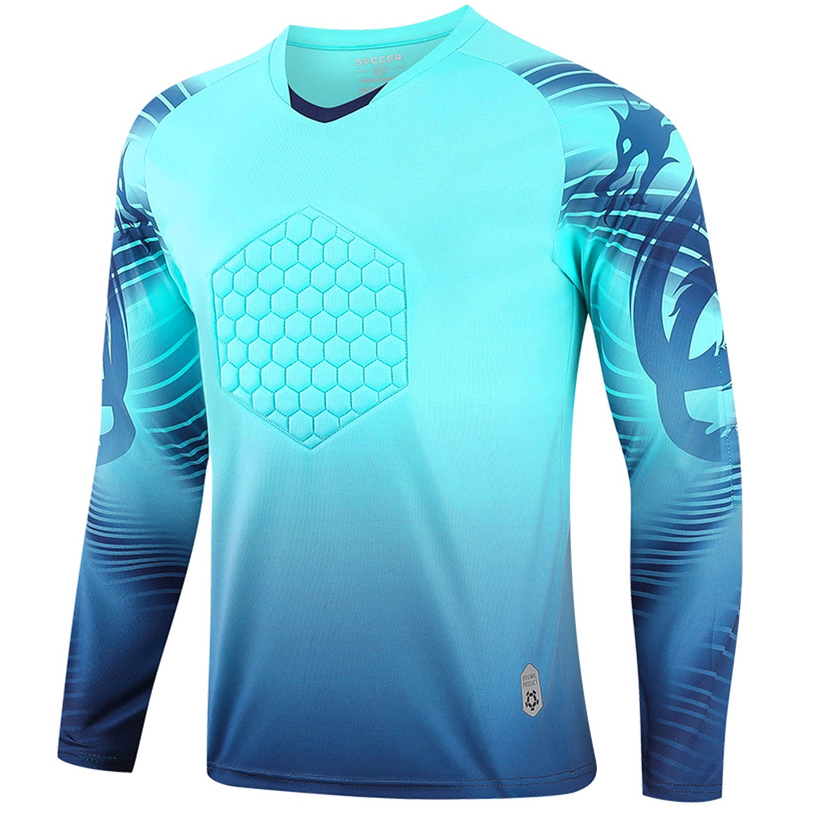 YONGHS Youth Boys Padded Goalie Shirt Goalkeeper Soccer Long Sleeve