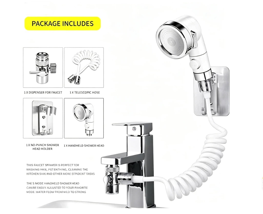 Portable Bathtub Faucet Sprayer Attachment – Shampoo Bowl Sink Shower Head With 39" Rubber Hose For Salon, Barber, Spa & Rehab