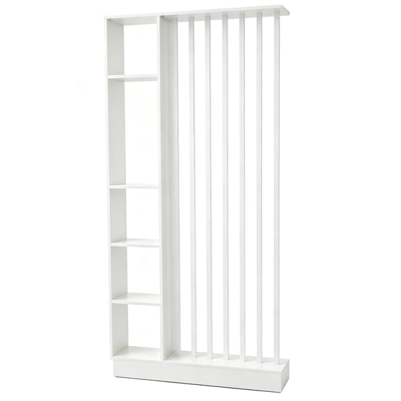 YONGKANG Freestanding White Room Divider with Storage Shelves Slatted Room Partition Bookcase Modern Decorative Privacy Screen Divider for Living Room Entryway Bedroom Home Office