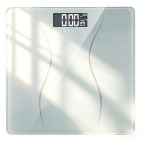 YONGKANG Slim Waist Pattern Digital Body Weight Scale 11 Inch Tempered Glass Platform Max 397lb 0.1kg Precision Step On Auto On Backlit LCD Display For Bathroom Home