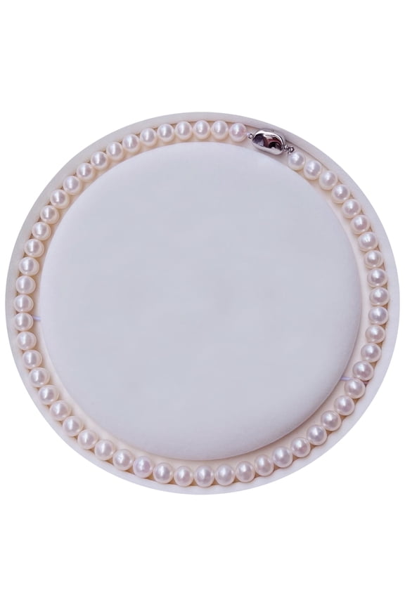 Freshwater Cultured Pearl Necklace for Women with AAA+ Quality Real Pearls | 20 inches Pearl Strand with 925 Sterling Silver Pea Clasp and Box